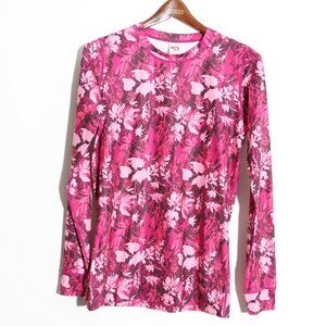 Kari Traa Fryd Long Sleeve Top Fucha Leaf Print Base Layer Size Large